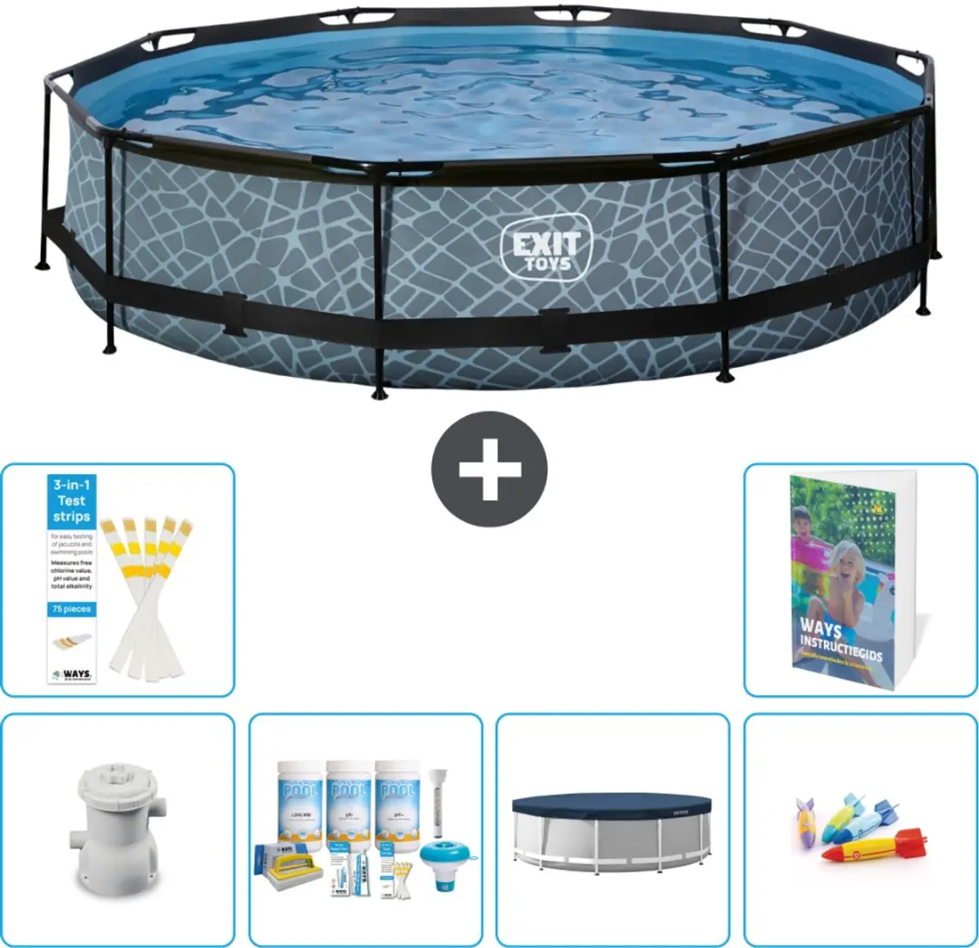 EXIT Toys Rond Stone Frame Zwembad 360x76cm
