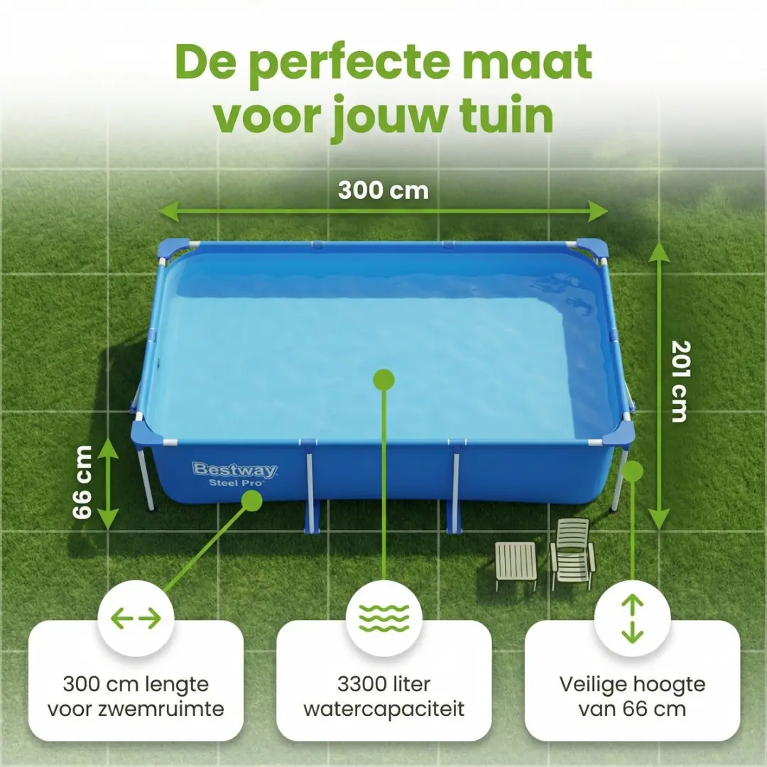 Bestway Steel Pro Zwembad 300x201x66cm - Blauw - 7-delig