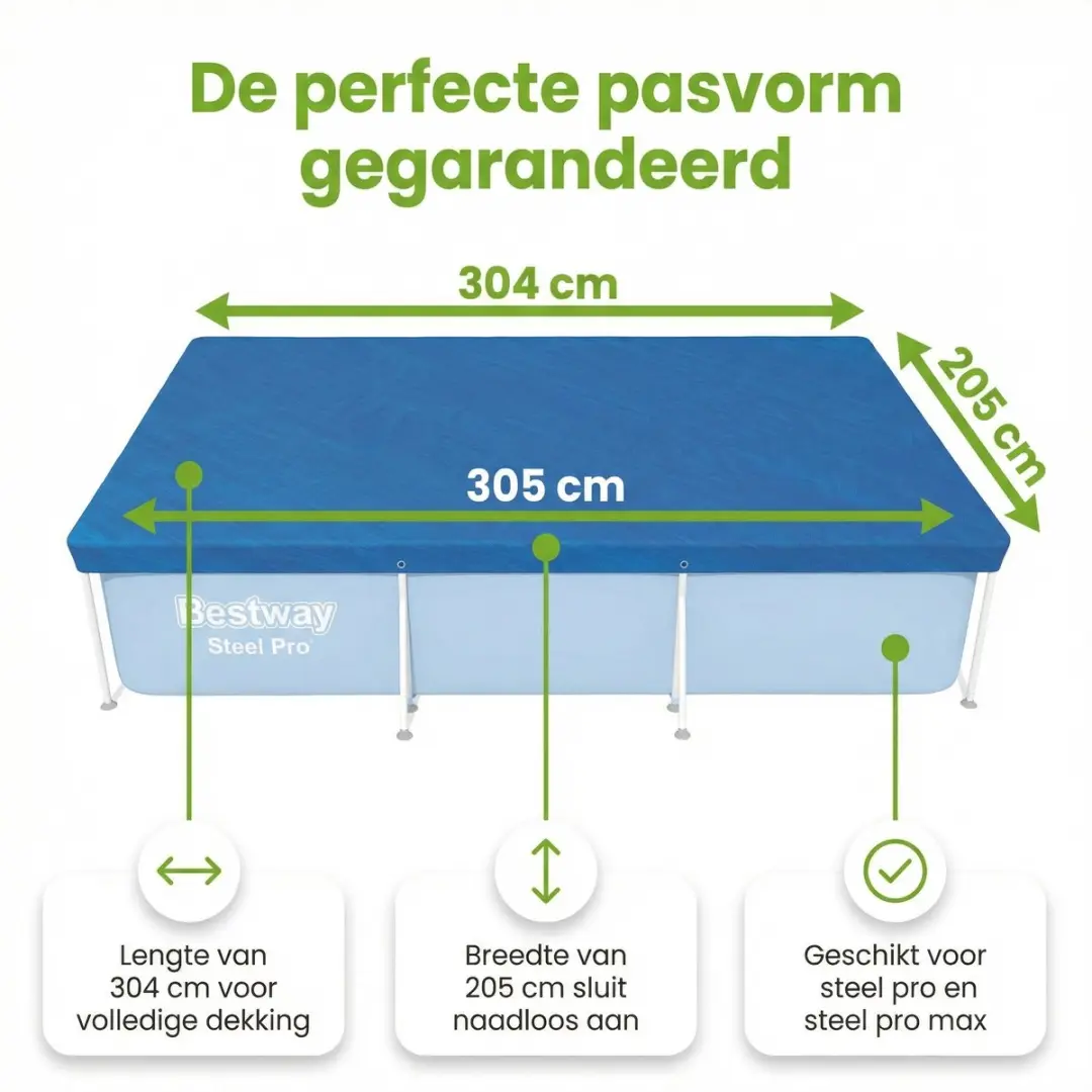 Bestway Steel Pro Zwembad 300x201x66cm - Blauw - 7-delig