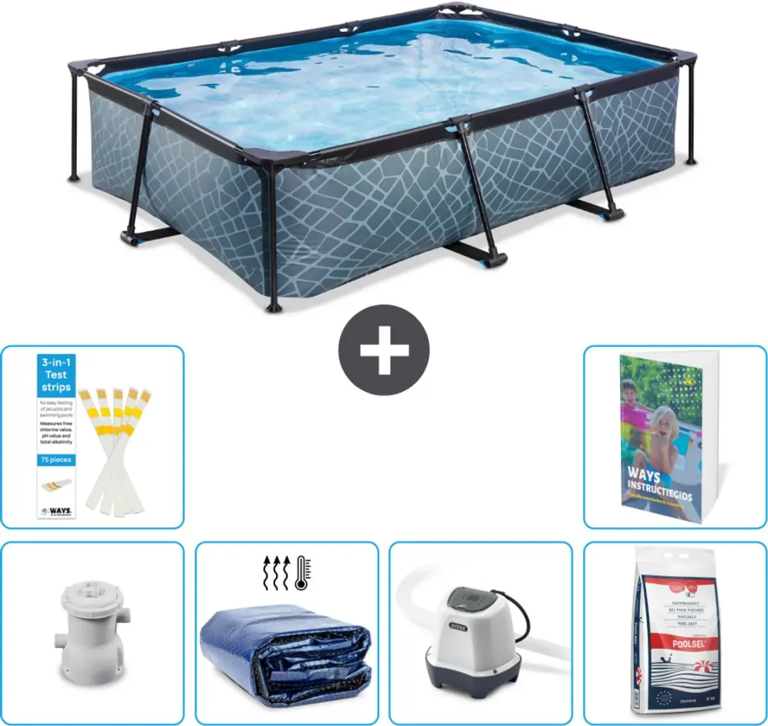 EXIT Toys Rechthoekig Stone Frame Zwembad 300x200x65cm