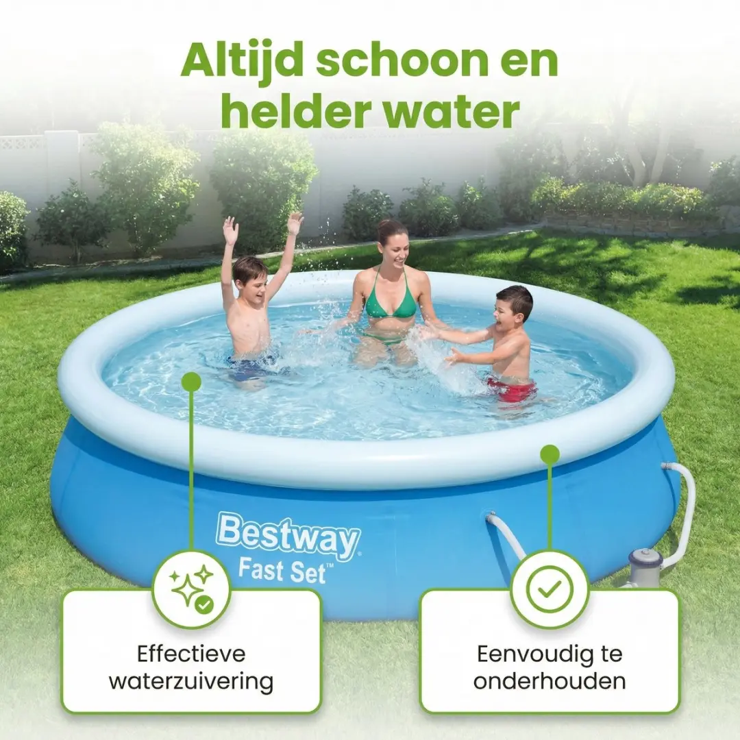Bestway Fast Set Rond Zwembad 366x76cm - Blauw - 7-delig