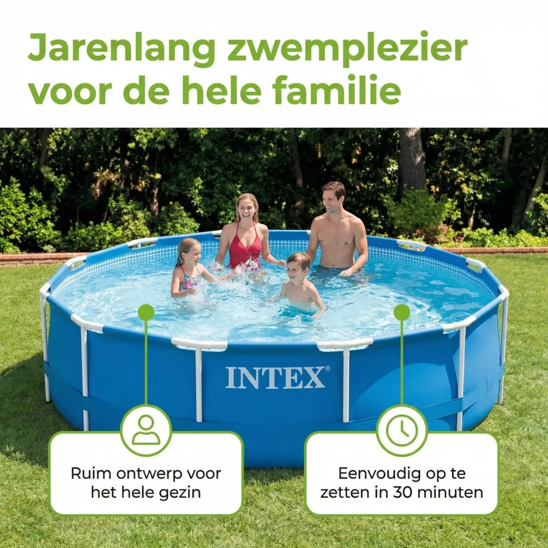 Intex 28212GN-Blauw Rond Frame Zwembad 366x76cm - Blauw