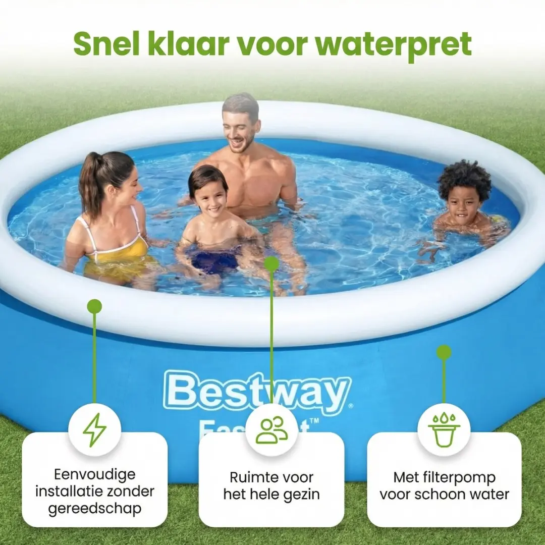 Bestway Fast Set Rond Zwembad 244cm - Blauw - 7-delig