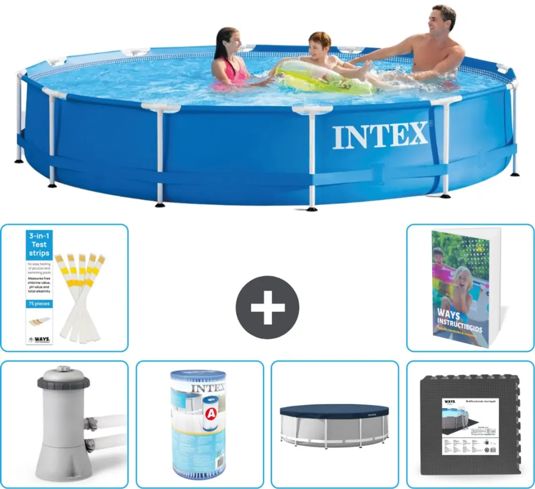 Intex 28212GN-Blauw Rond Frame Zwembad 366x76cm