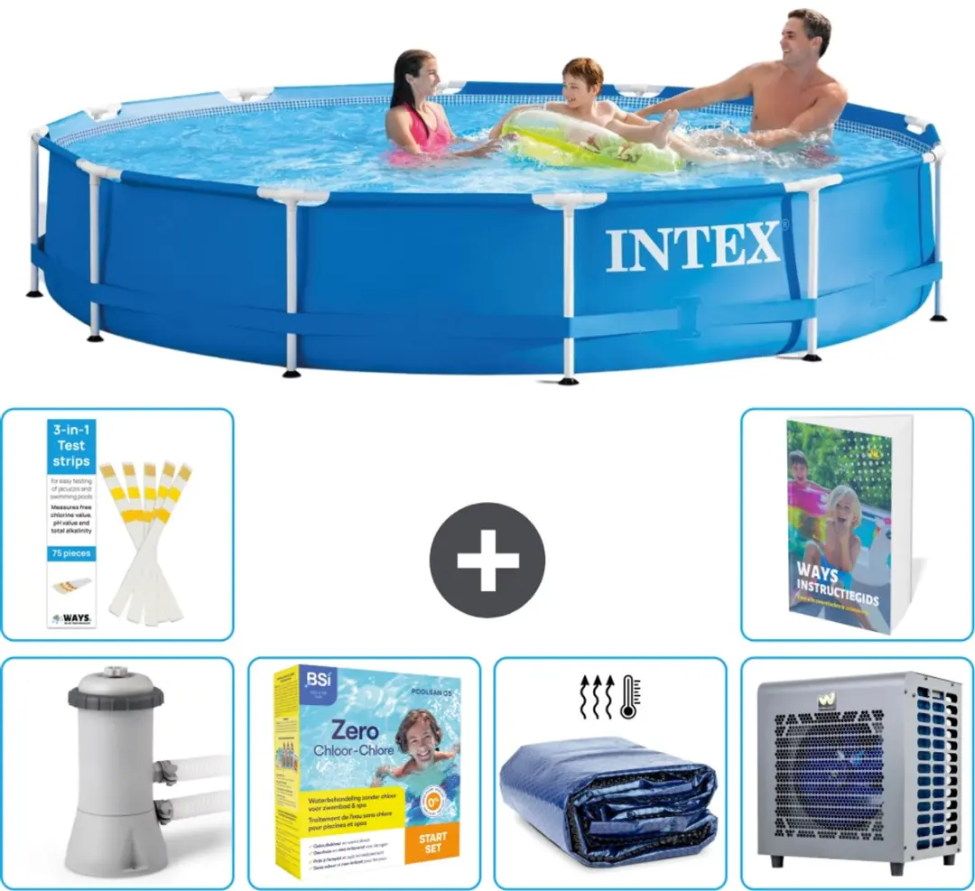Intex 28212GN-Blauw Rond Frame Zwembad 366x76cm