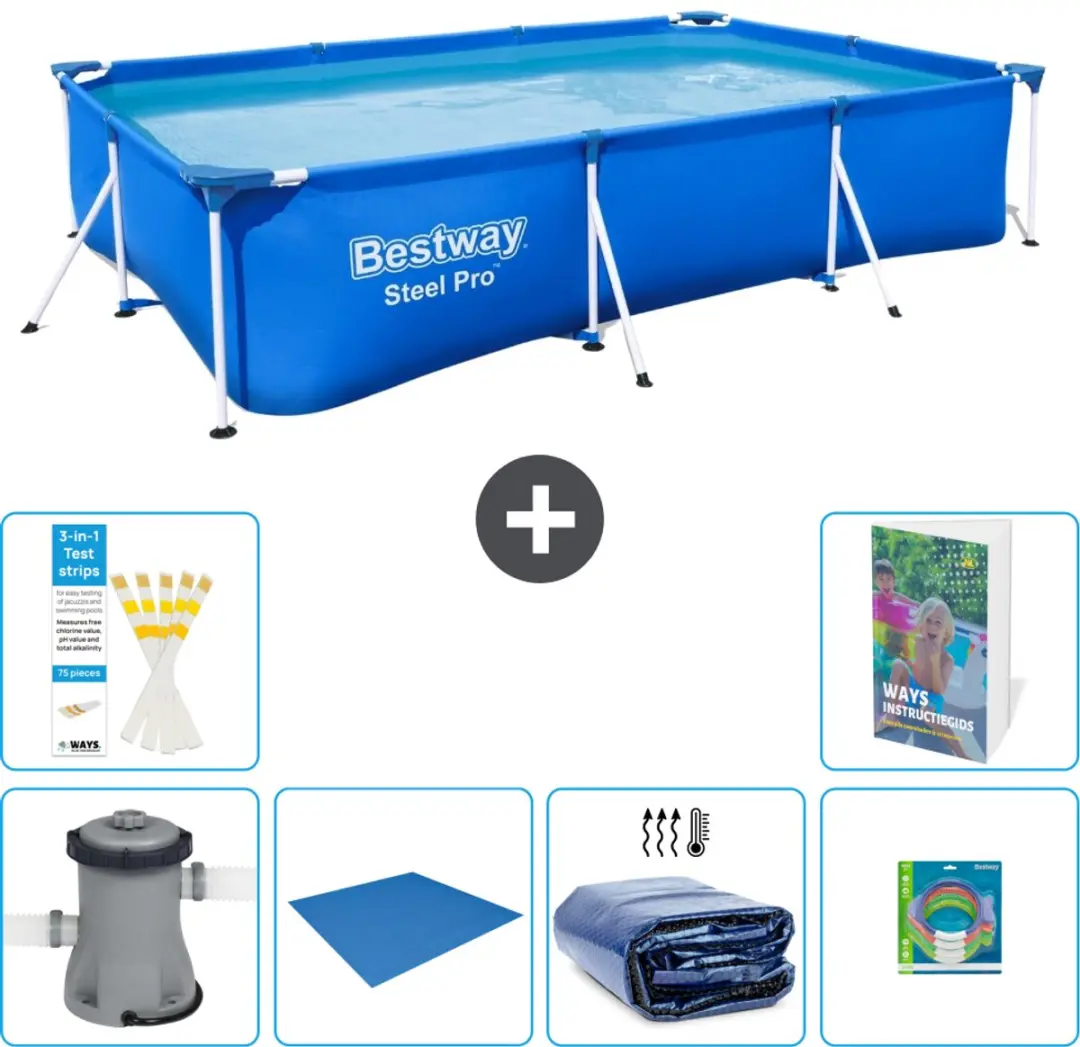 Bestway Steel Pro Zwembad 300x201x66cm Blauw