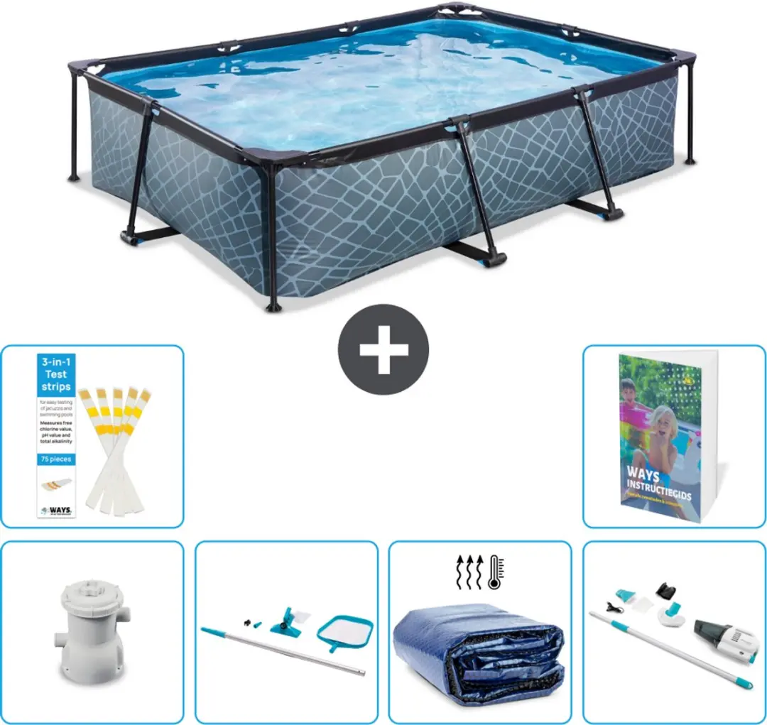 EXIT Toys Rechthoekig Stone Frame Zwembad 300x200x65cm