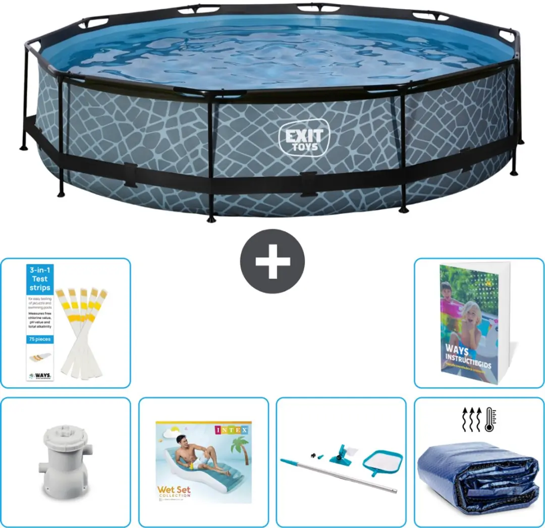 EXIT Toys Rond Stone Frame Zwembad 360x76cm