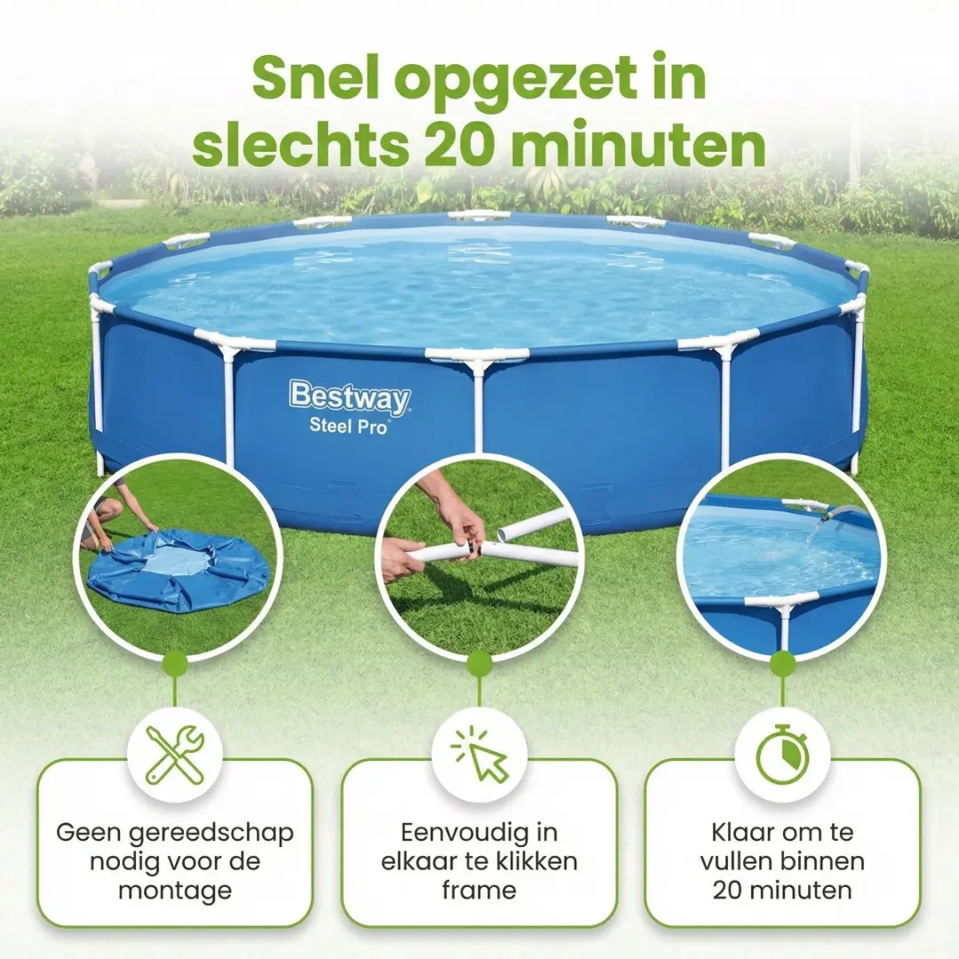 Bestway Steel Pro Zwembad 366x76cm Blauw - 7-delig