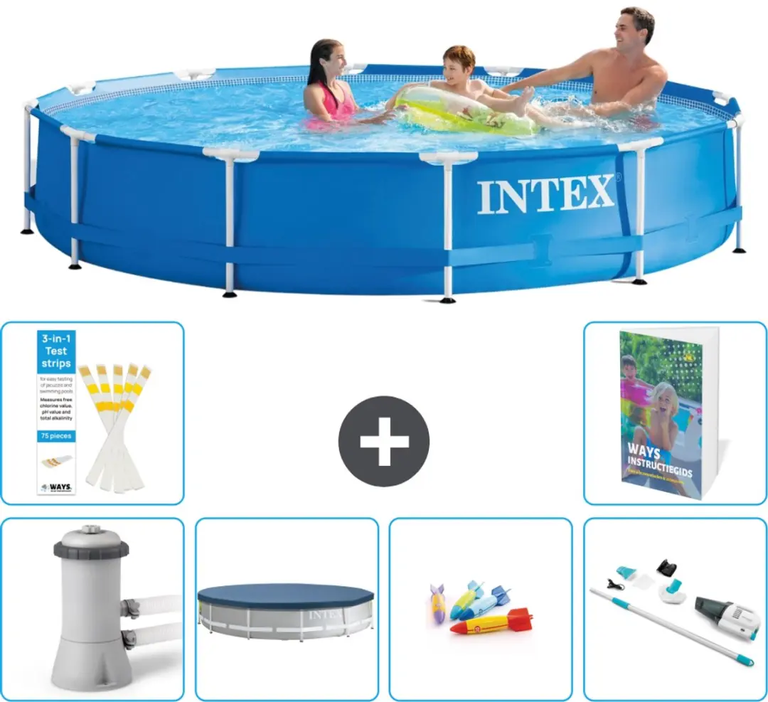 Intex 28212GN-Blauw Rond Frame Zwembad 366x76cm