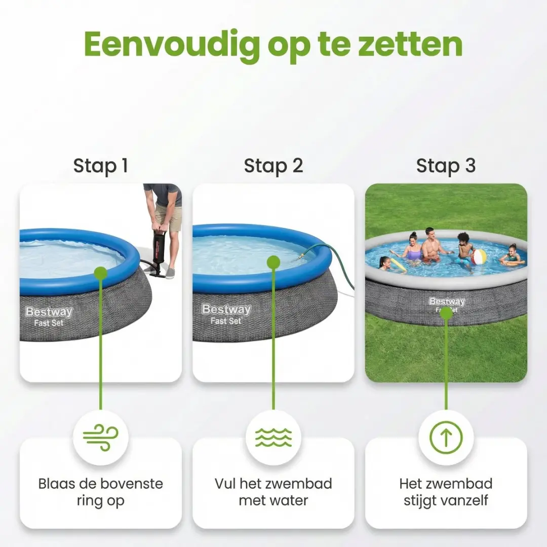 Bestway Fast Set Zwembad 457cm - 7-delig - Grijs