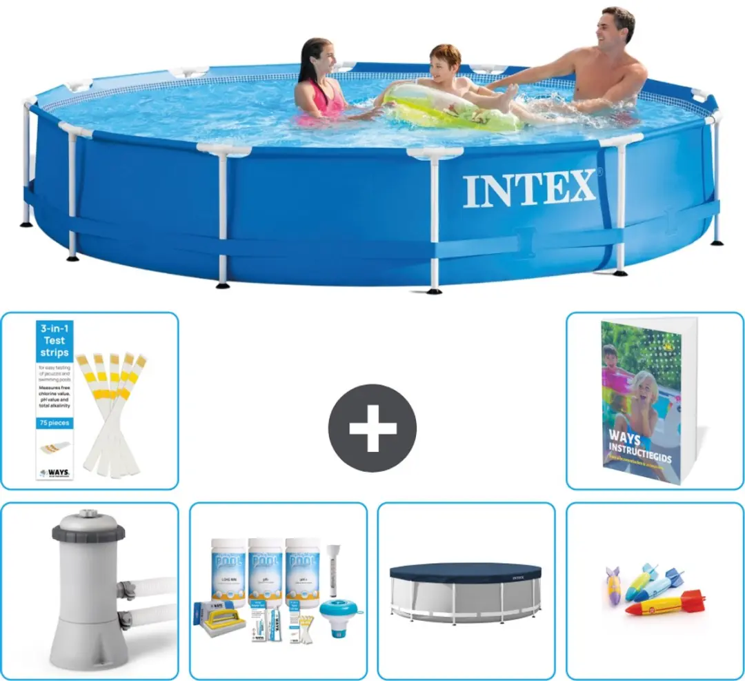 Intex 28212GN-Blauw Rond Frame Zwembad 366x76cm