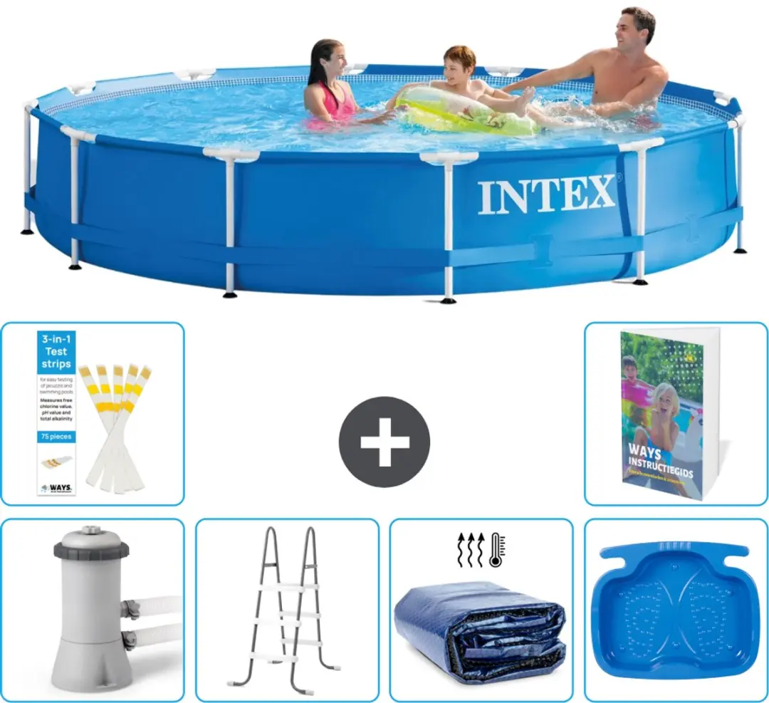 Intex 28212GN-Blauw Rond Frame Zwembad 366x76cm