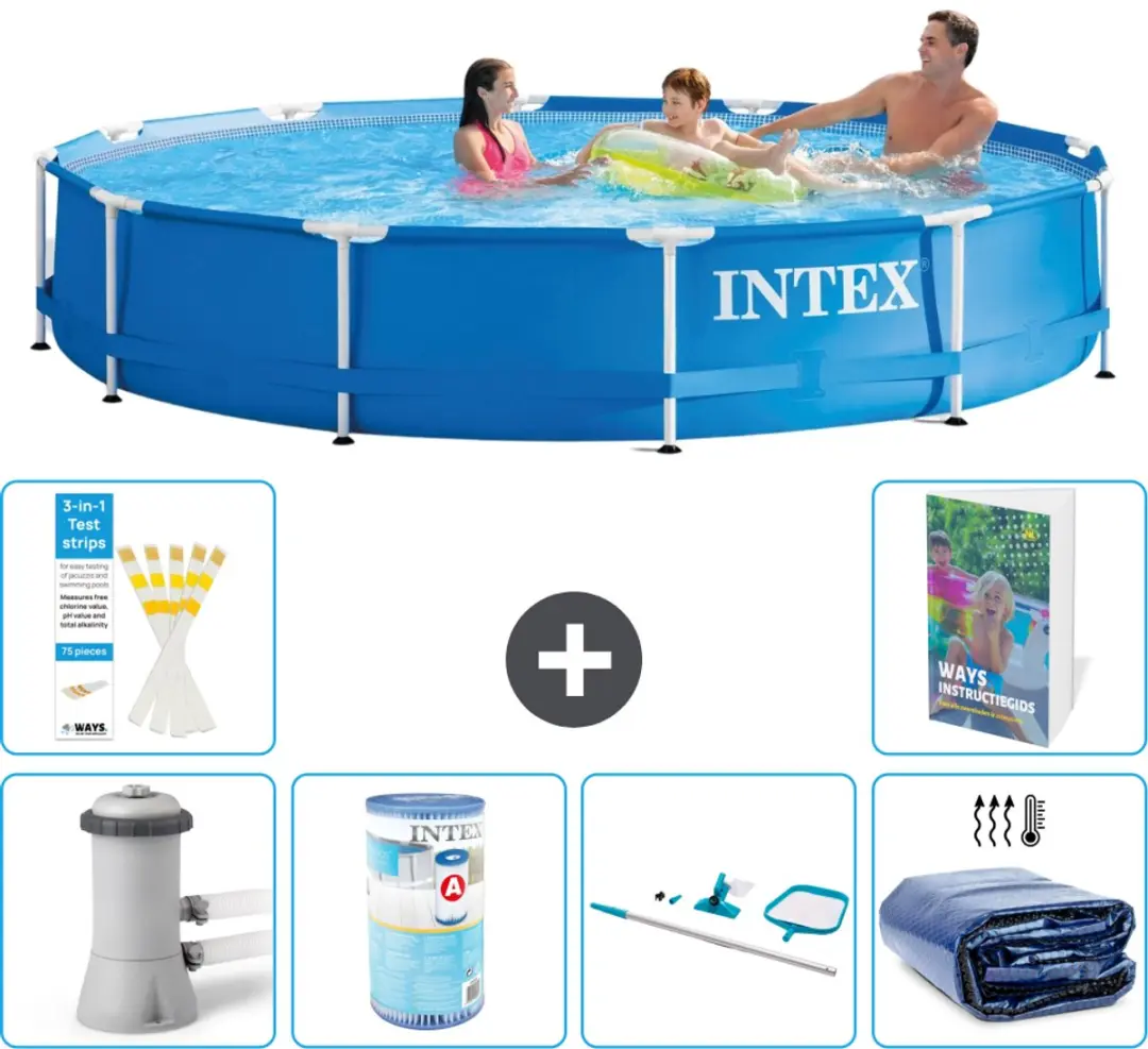 Intex 28212GN-Blauw Rond Frame Zwembad 366x76cm