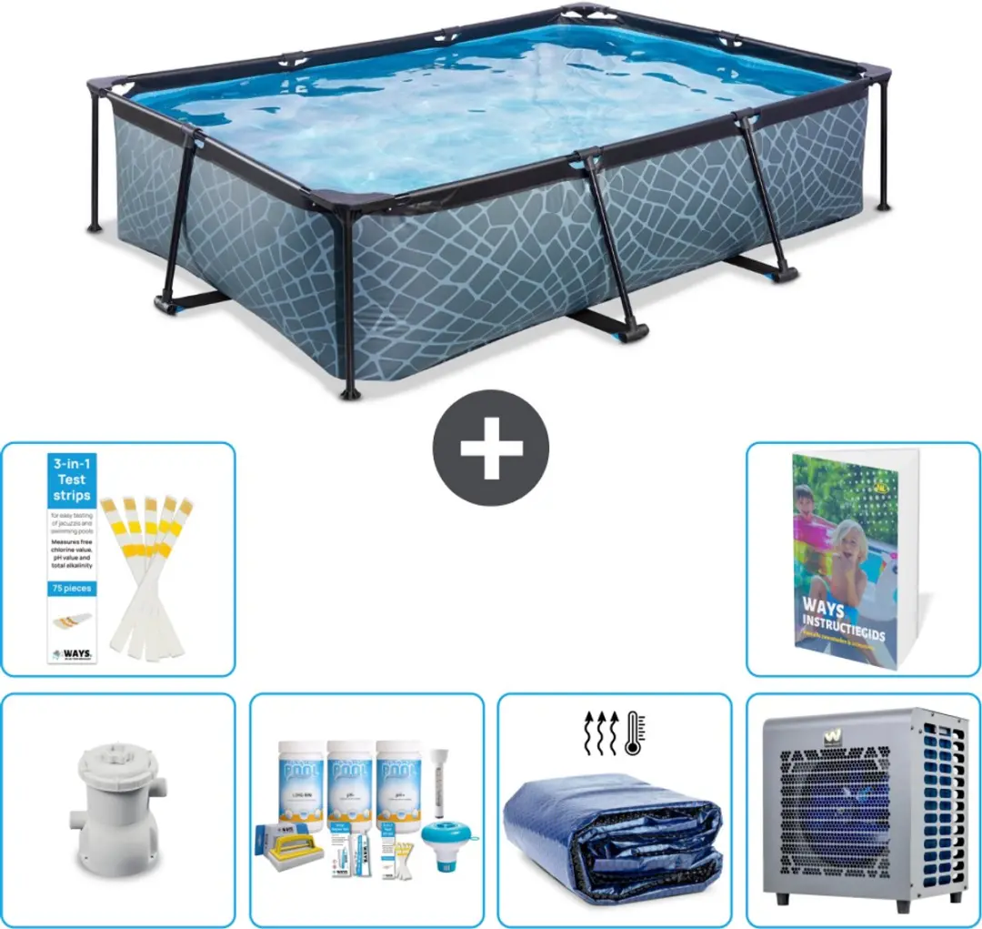 EXIT Toys Rechthoekig Stone Frame Zwembad 300x200x65cm