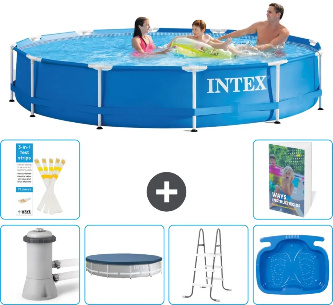 Intex 28212GN-Blauw Rond Frame Zwembad 366x76cm
