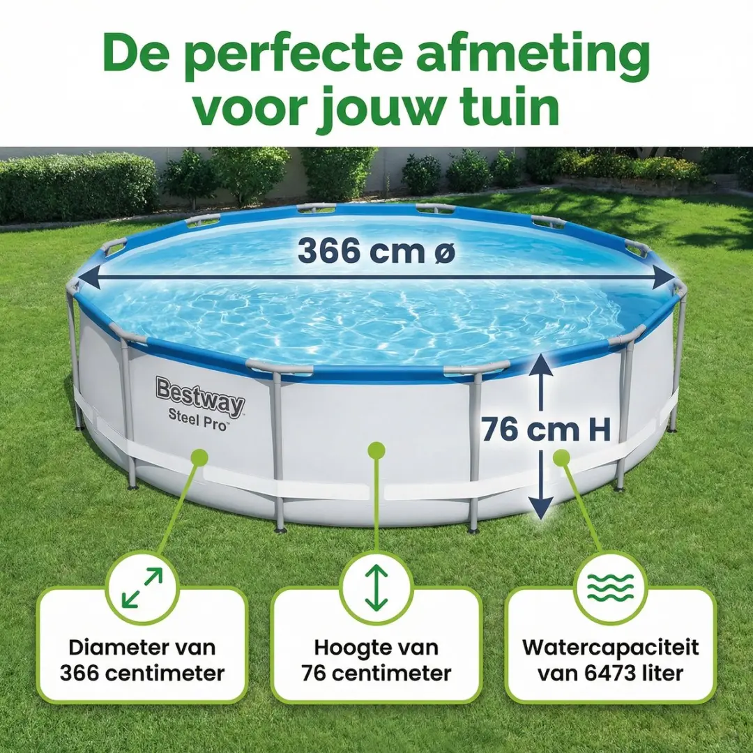 Bestway Steel Pro Zwembad 366x76cm Blauw - 7-delig