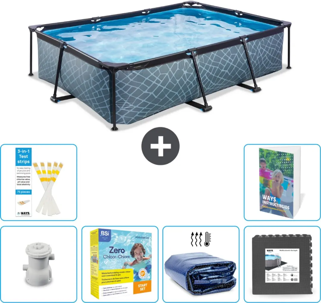 EXIT Toys Rechthoekig Stone Frame Zwembad 300x200x65cm