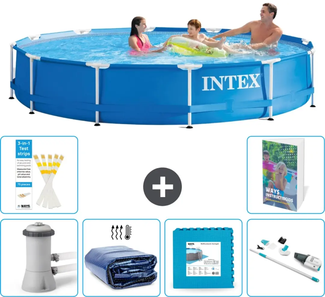 Intex 28212GN-Blauw Rond Frame Zwembad 366x76cm