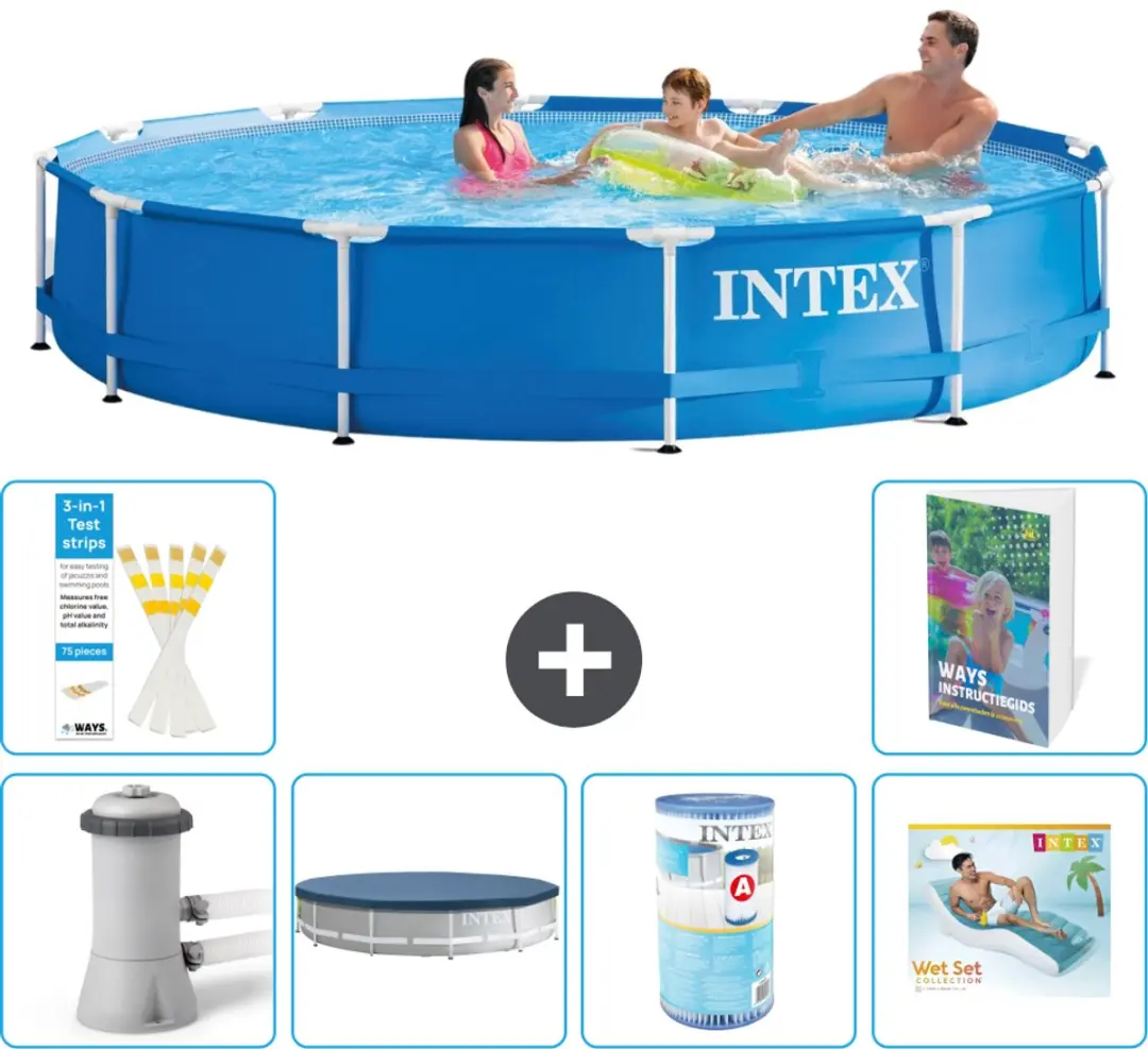 Intex 28212GN-Blauw Rond Frame Zwembad 366x76cm