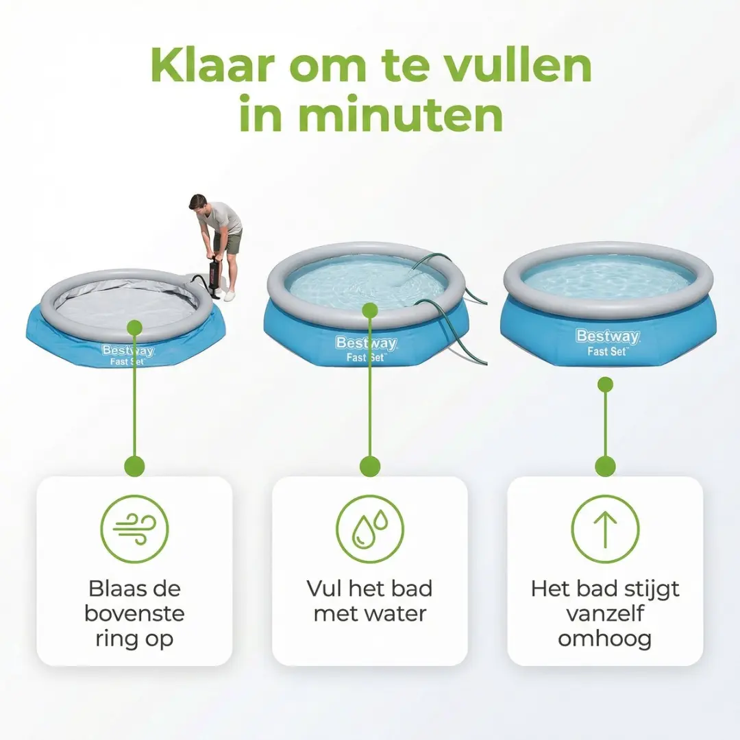 Bestway Rond Zwembad Fast Set 457cm - 8-delig - Grijs