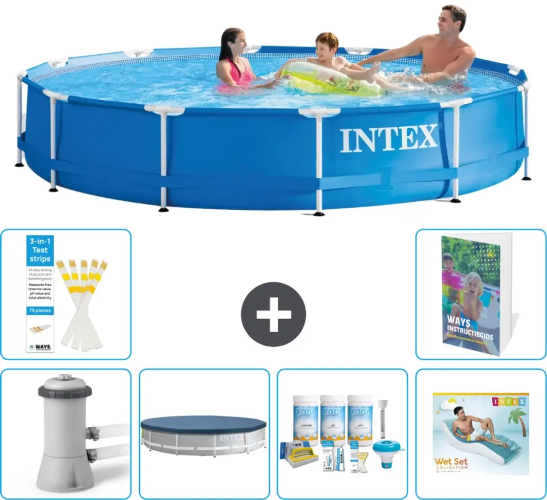 Intex 28212GN-Blauw Rond Frame Zwembad 366x76cm