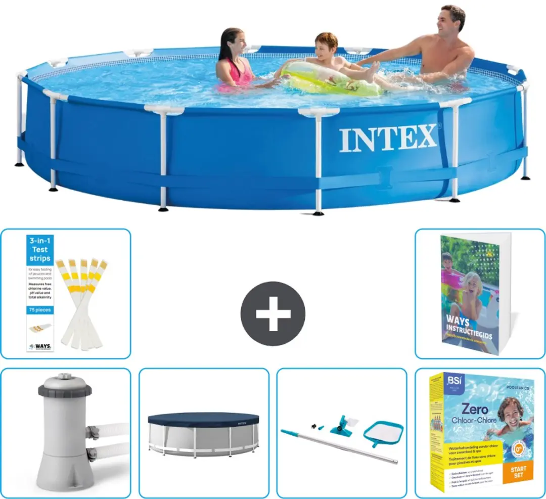 Intex 28212GN-Blauw Rond Frame Zwembad 366x76cm