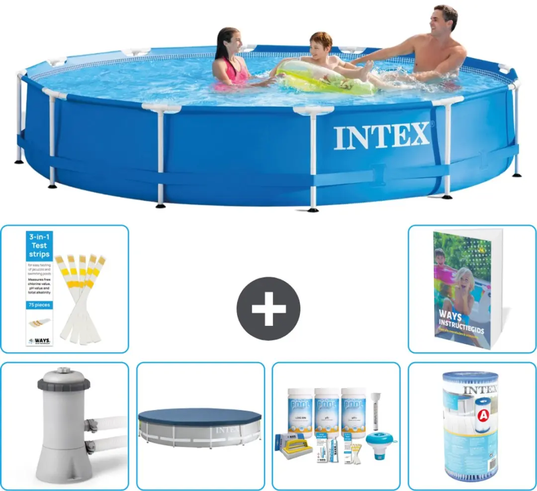 Intex 28212GN-Blauw Rond Frame Zwembad 366x76cm