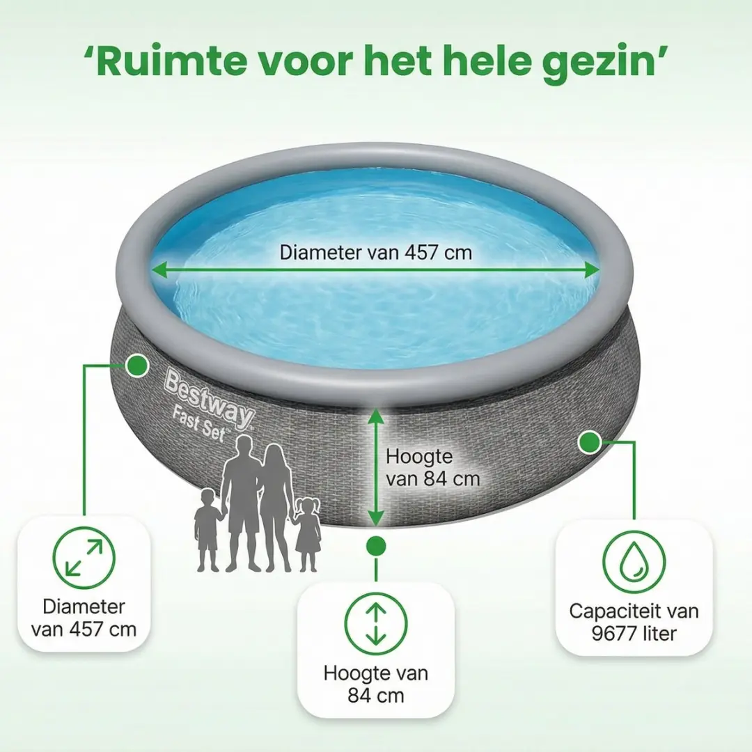 Bestway Fast Set Zwembad 457cm - 7-delig - Grijs