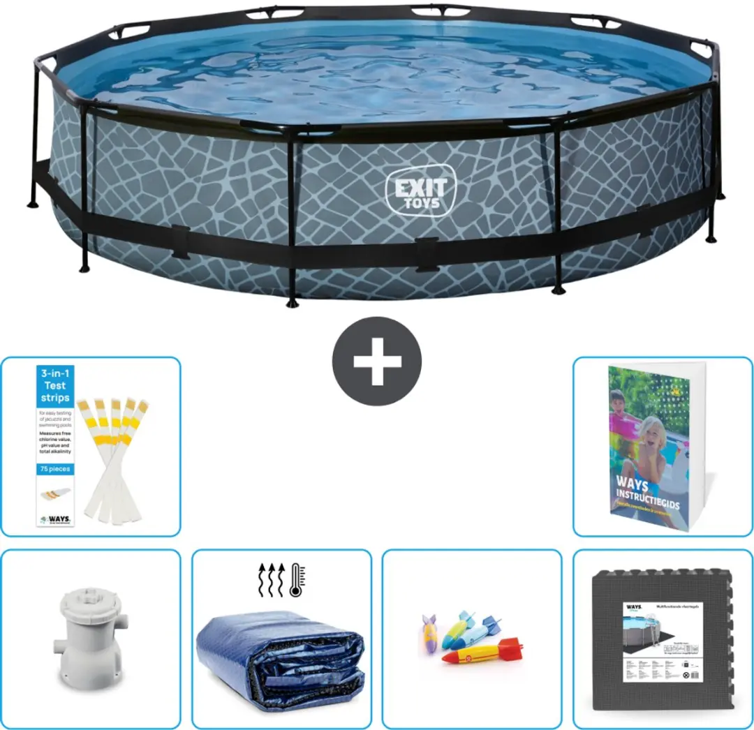 EXIT Toys Rond Stone Frame Zwembad 360x76cm