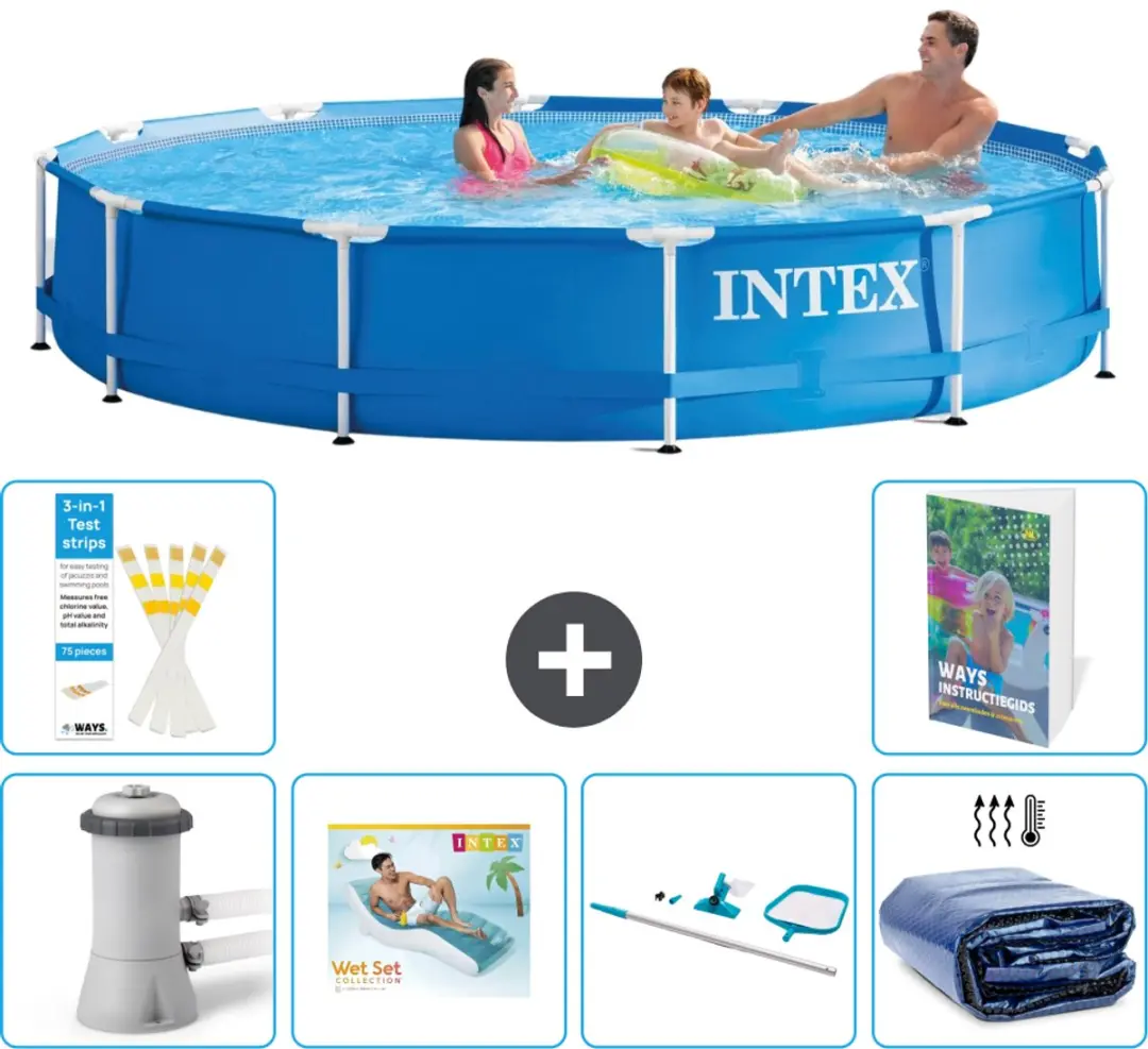 Intex 28212GN-Blauw Rond Frame Zwembad 366x76cm