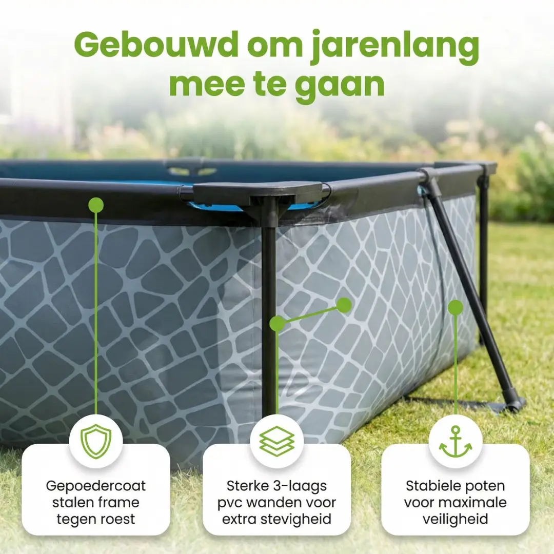 EXIT Toys Stone Frame Zwembad 300x200x65cm - 7-delig inclusief pomp