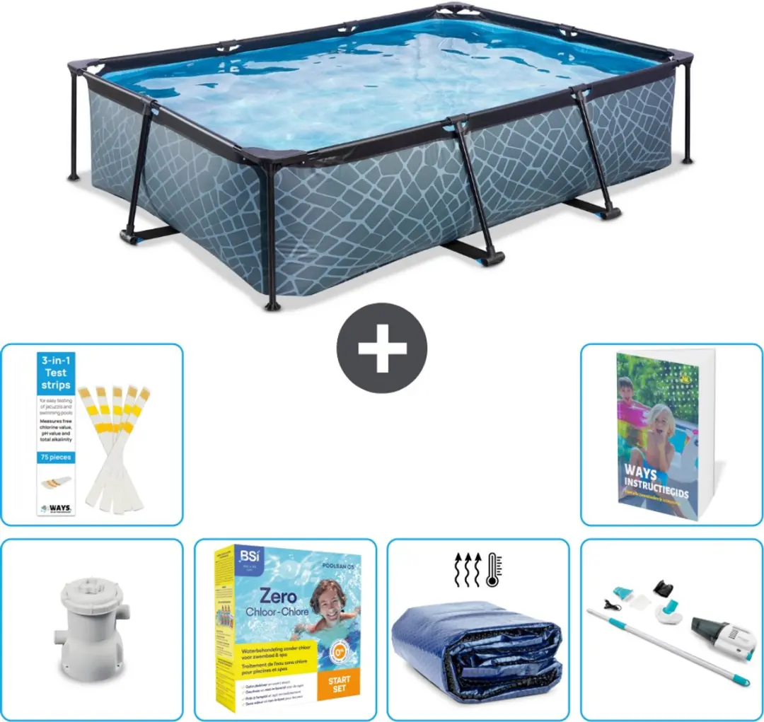 EXIT Toys Rechthoekig Stone Frame Zwembad 300x200x65cm
