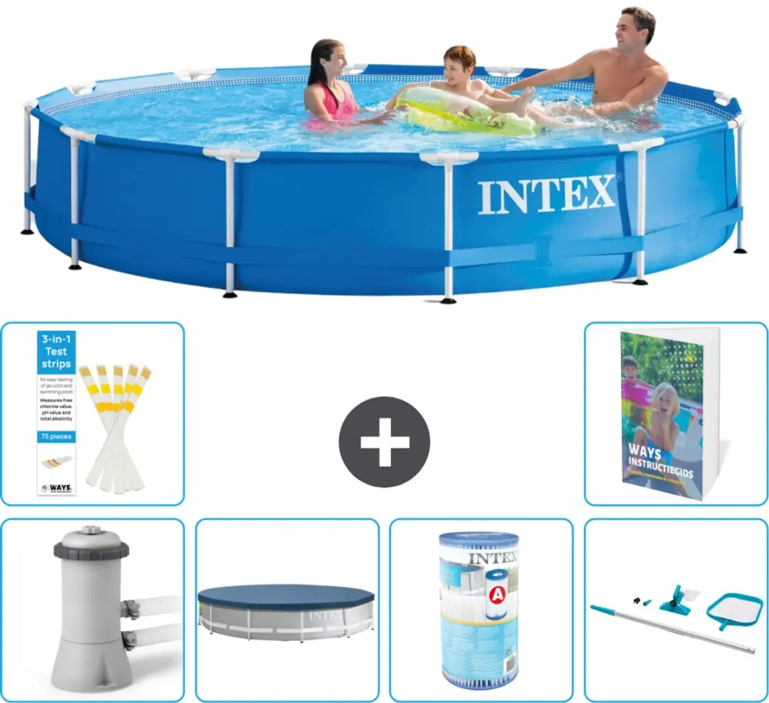 Intex 28212GN-Blauw Rond Frame Zwembad 366x76cm