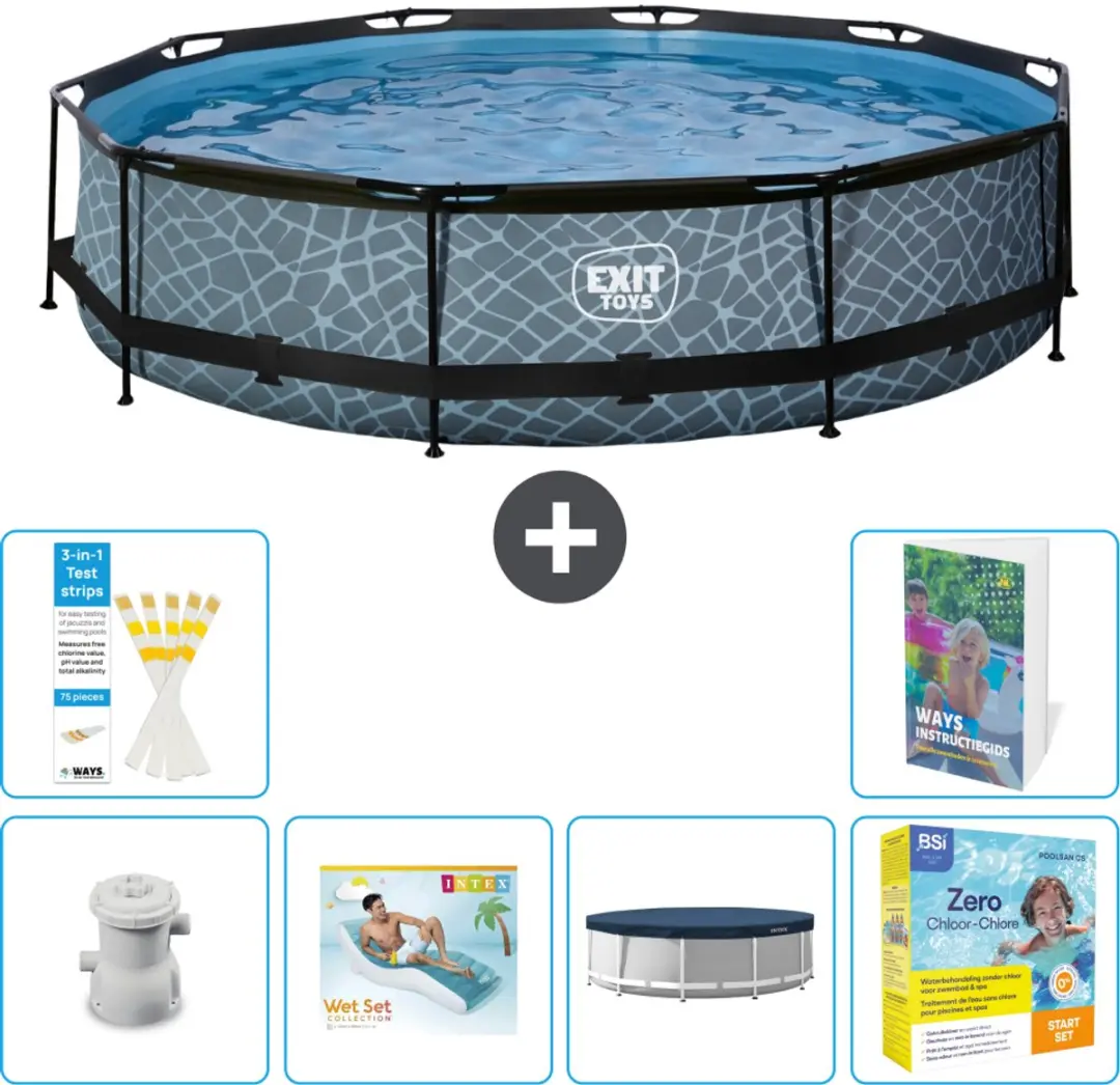 EXIT Toys Rond Stone Frame Zwembad 360x76cm
