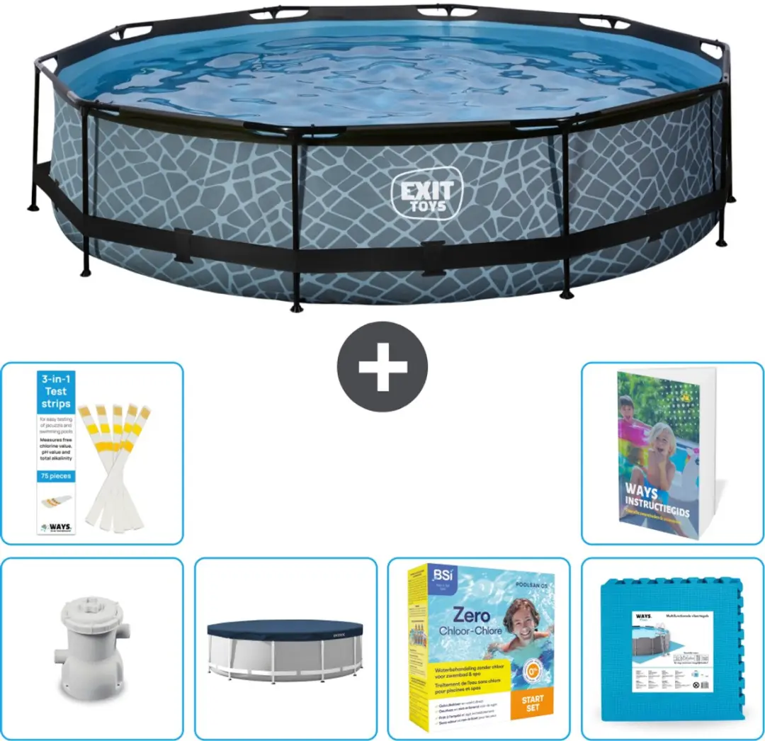 EXIT Toys Rond Stone Frame Zwembad 360x76cm