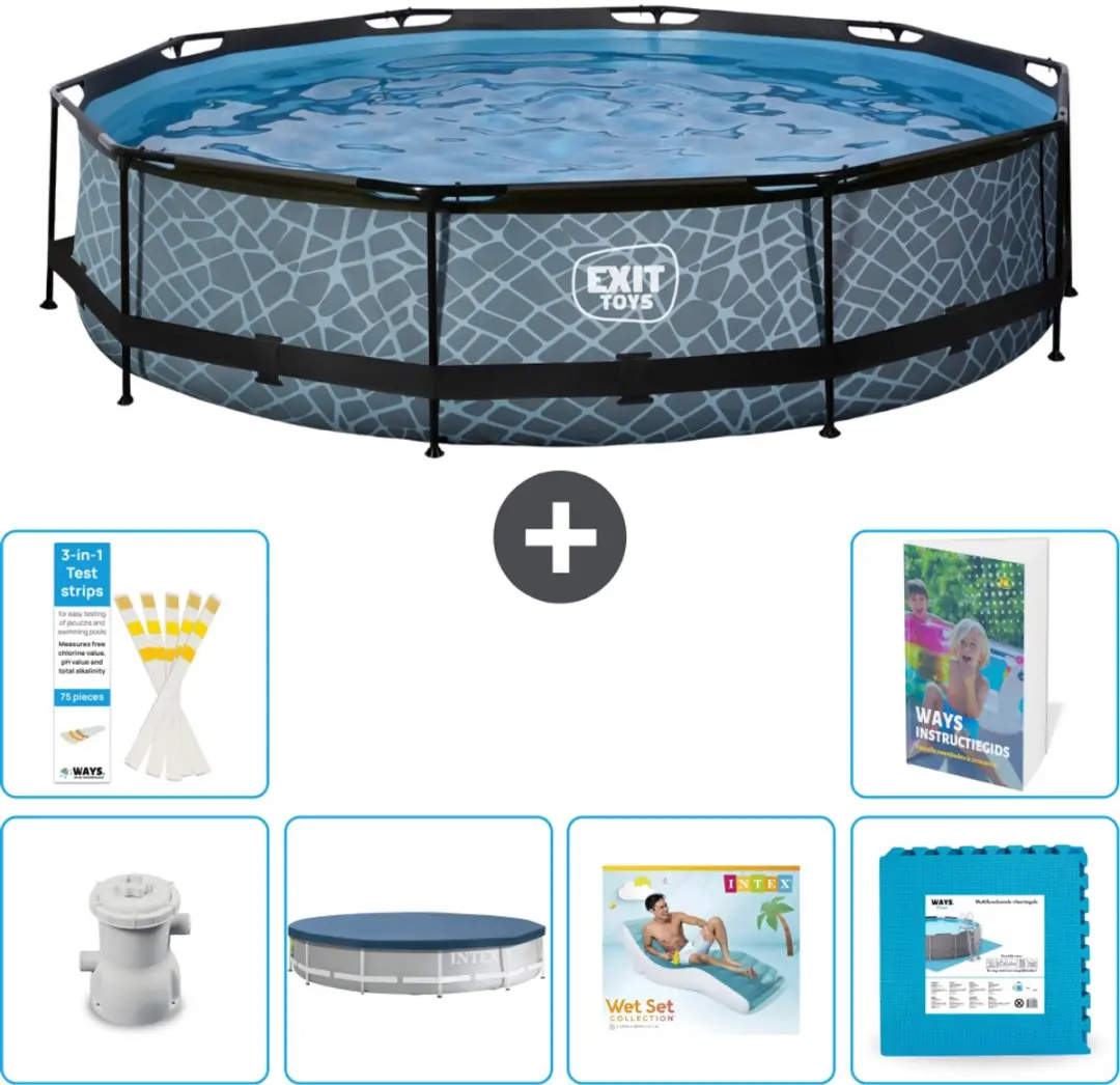 EXIT Toys Rond Stone Frame Zwembad 360x76cm
