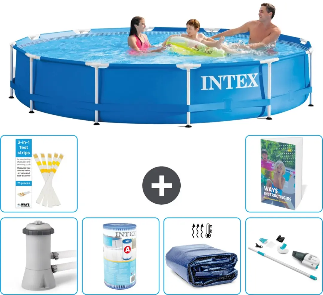 Intex 28212GN-Blauw Rond Frame Zwembad 366x76cm