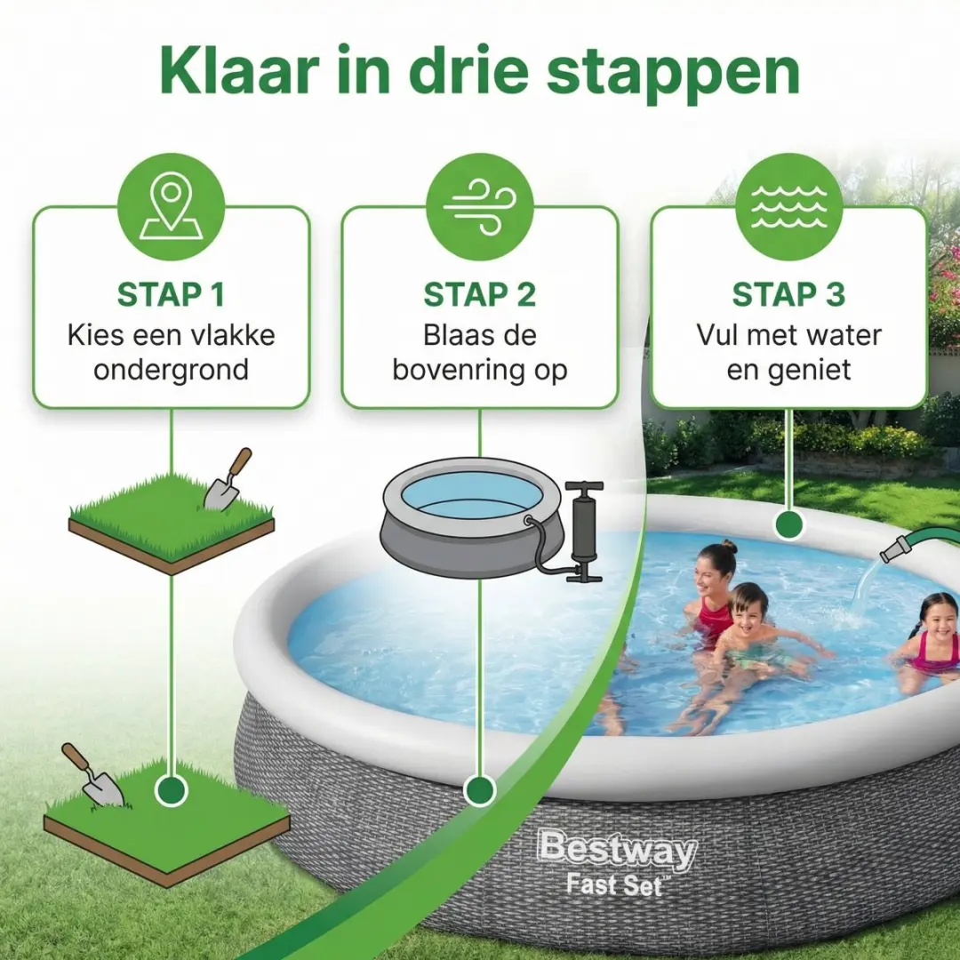Bestway Rond Zwembad 366cm Fast Set - 5377L - Grijs
