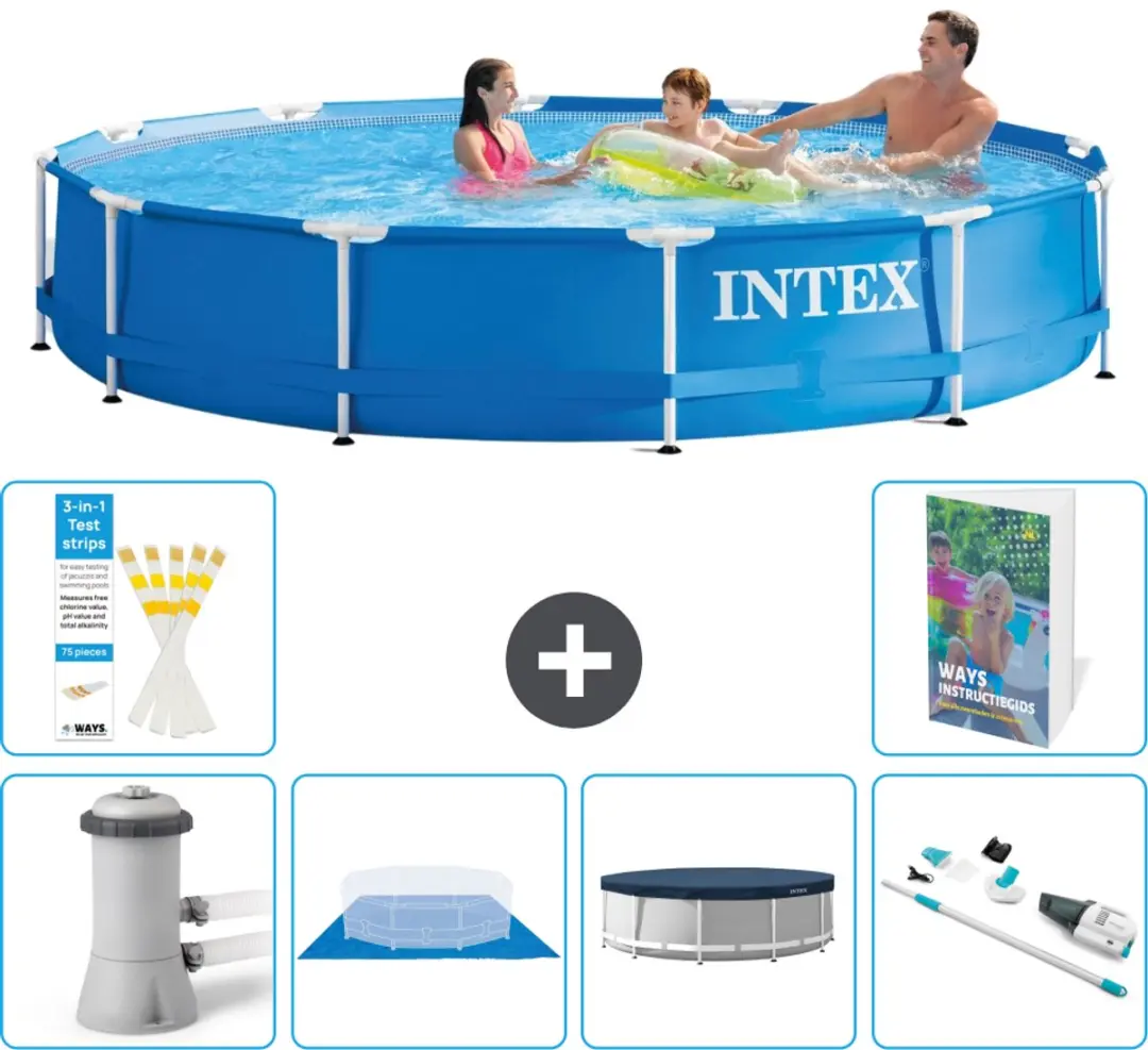 Intex 28212GN-Blauw Rond Frame Zwembad 366x76cm