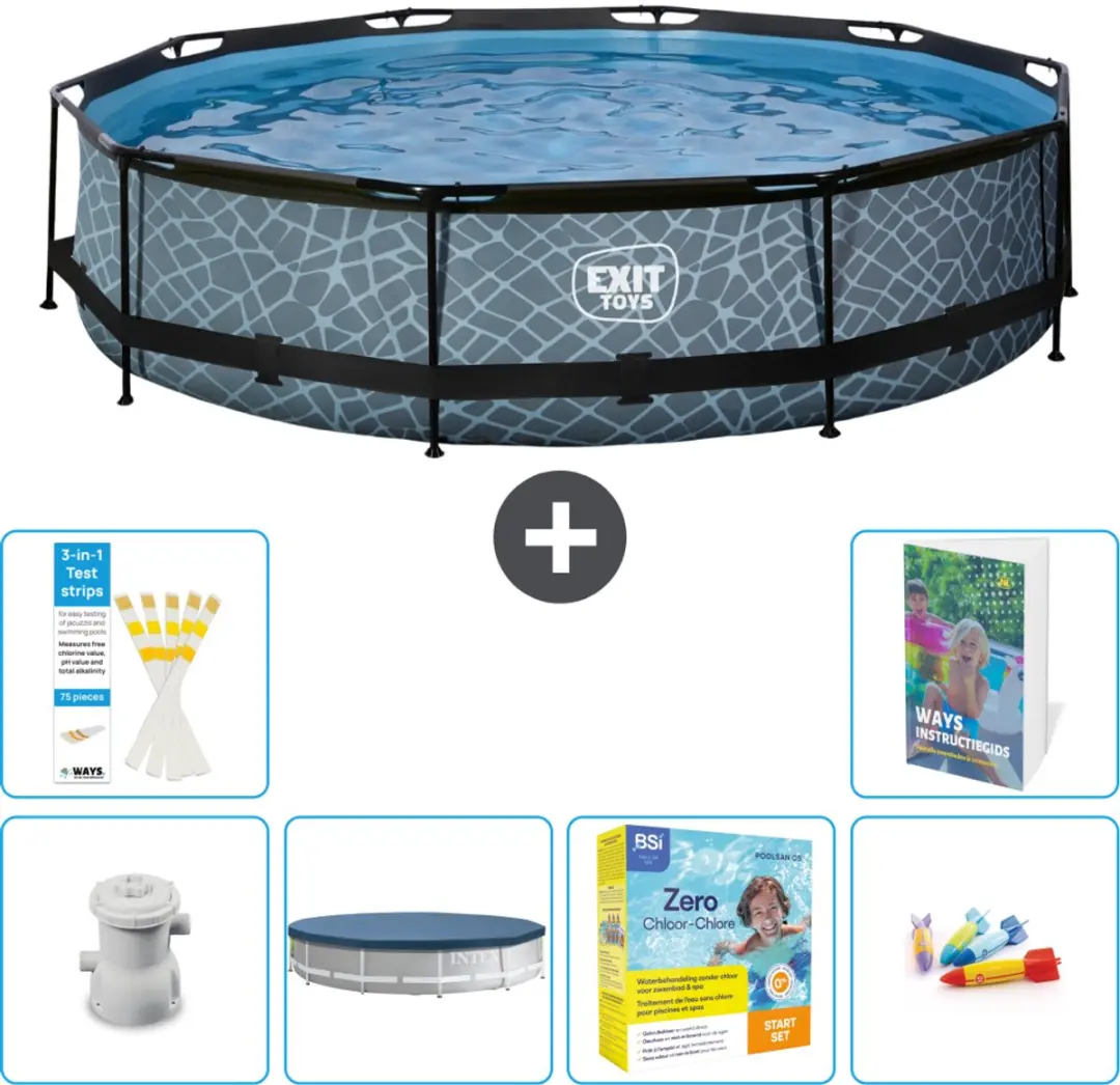 EXIT Toys Rond Stone Frame Zwembad 360x76cm