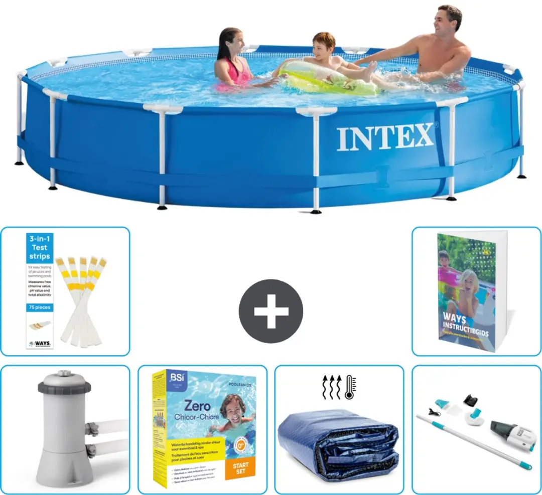 Intex 28212GN-Blauw Rond Frame Zwembad 366x76cm