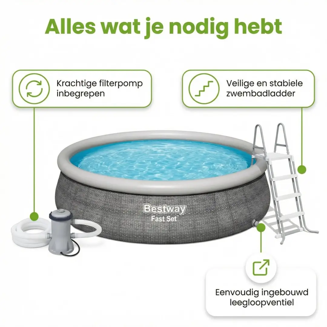 Bestway Rond Zwembad Fast Set 457cm - 8-delig - Grijs