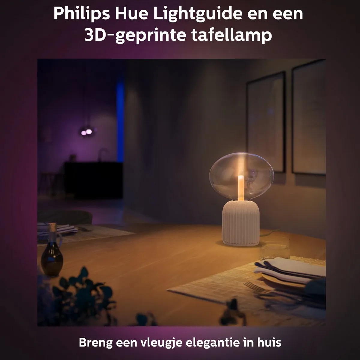 Philips Hue Lightguide 3D-geprinte Tafellamp Zandkleur - E27 RGBW