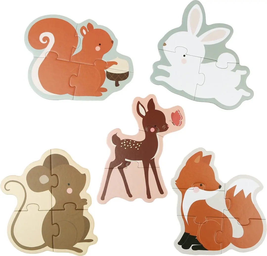 A Little Lovely Company Bosvriendjes Puzzel - 5 Stuks 19-delig