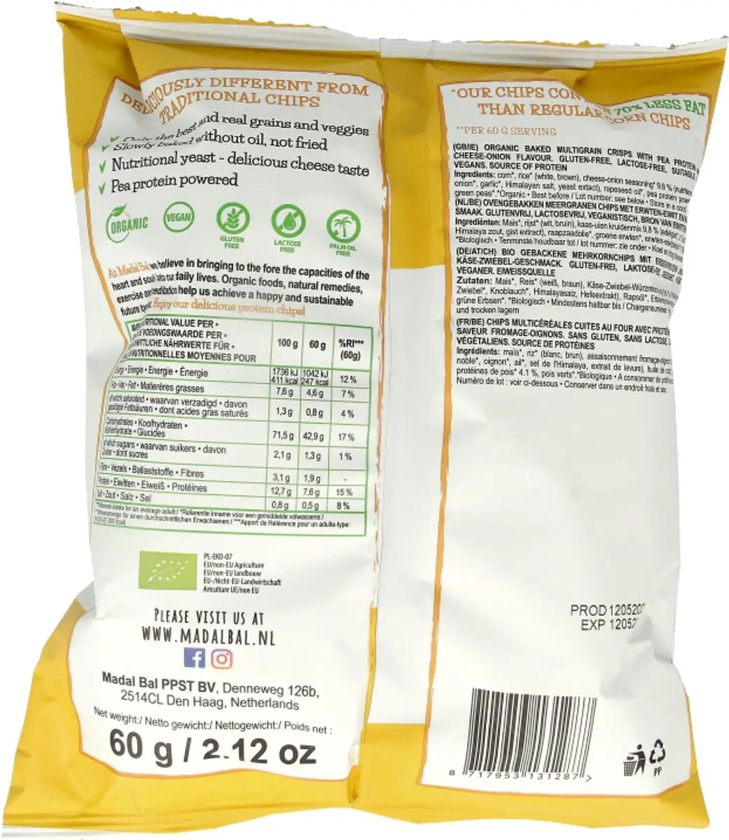 Madal Bal Protein Chips Cheese Bio 60g