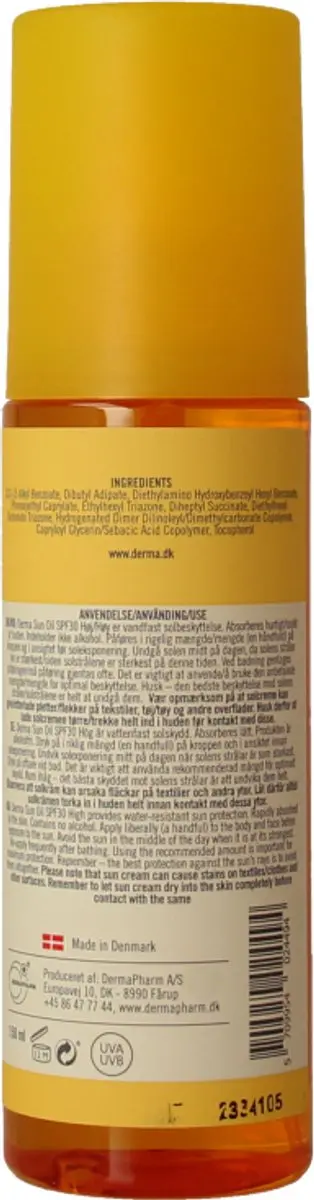 Derma Sun Zonneolie SPF30 150ml - Waterbestendig