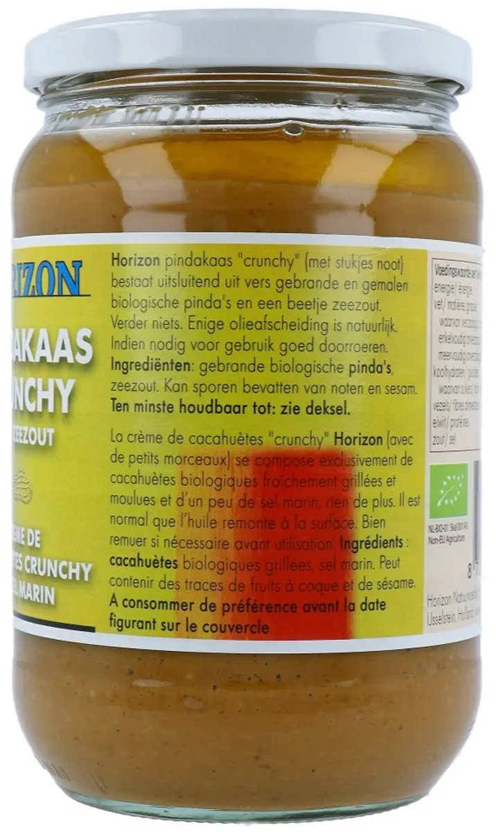 Horizon Pindakaas Crunchy Met Zeezout 6x650g