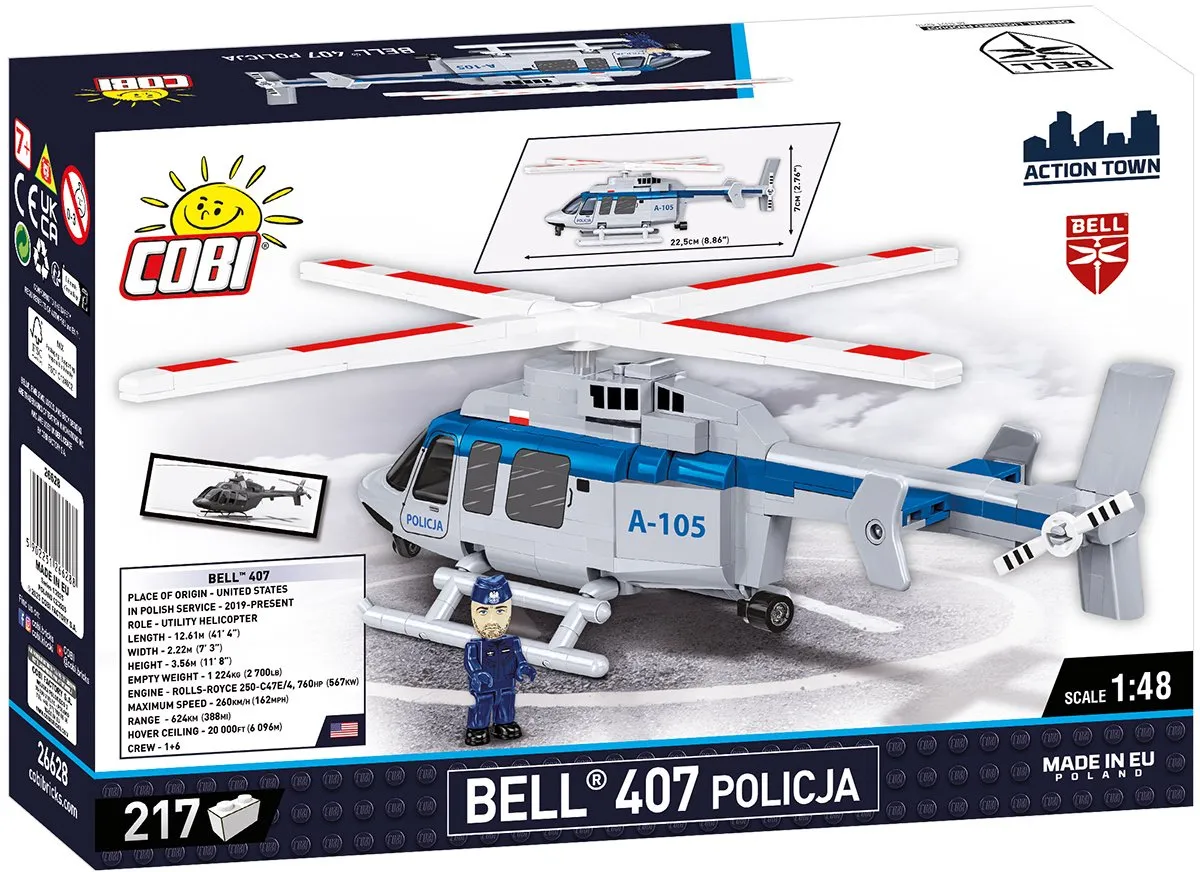 Cobi Bell 407 Politiehelikopter 217 Stukken - Grijs/Blauw