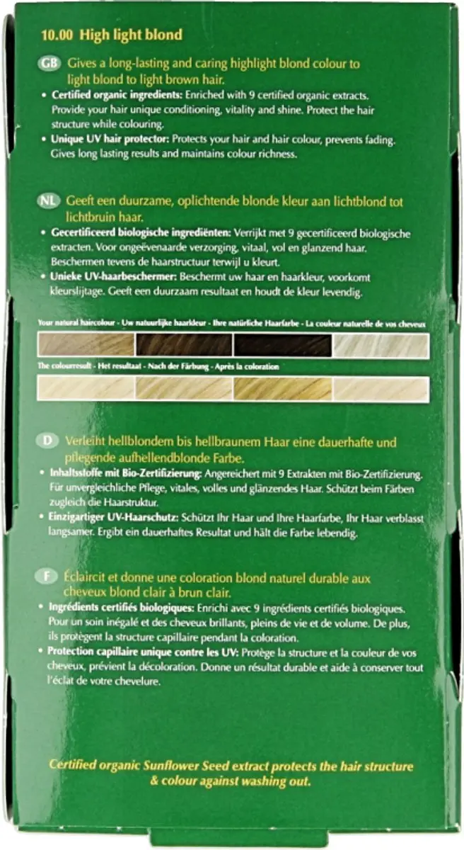 Hennaplus Long Lasting Colours 10.0 High Light Blond Haarverf - 100mg - Groen